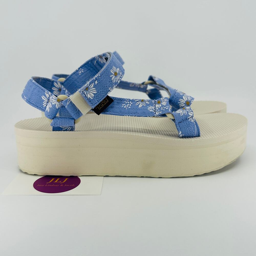 Teva Womens Flatform Universal Gloriosa Periwinkle Flower Sandals 1125203 Size 9